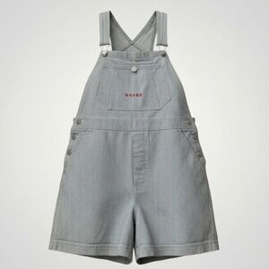 B.U.M. Equipment Hickory Railroad Stripe Overall Shorts Women Medium Vintage Y2K